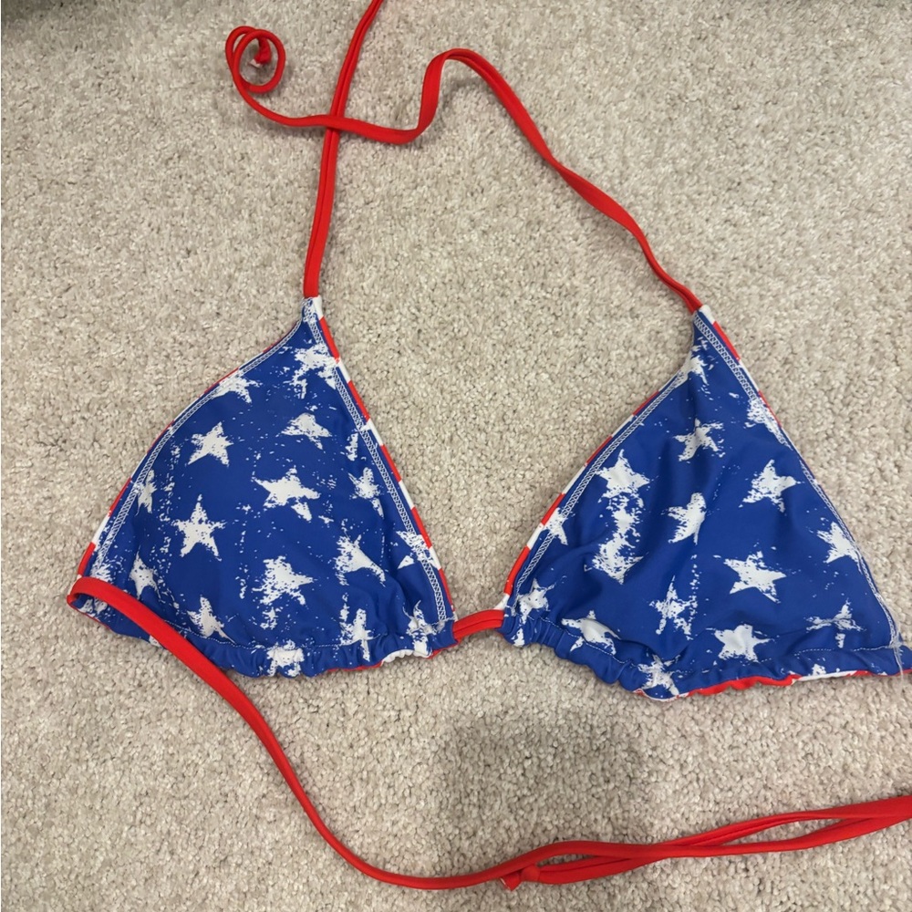 Blue and Red Star Bikini Top